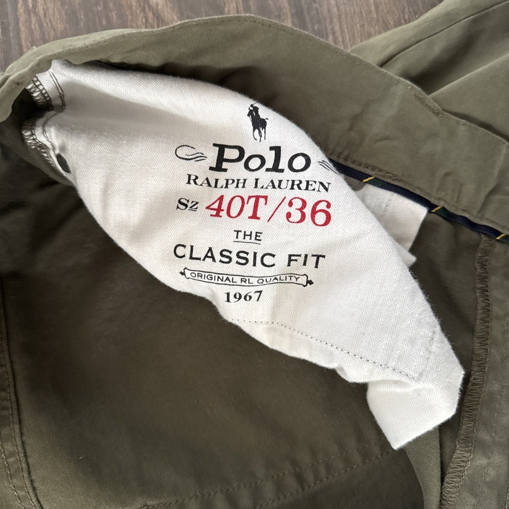 Polo Ralph Lauren Chino Pants Men 40T Tall 35 Inseam Classic Fit Olive Green - Picture 6 of 10